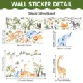 Cartoon jungle animals wall sticker detail with multiple cute creatures and size chart dimensions. - 90X30cm*3 Sheets / UV26Y81101T_R