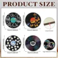 Retro vinyl record wooden coaster set with colorful patterns, 10cm diameter, durable table mat. - Style B / 4 Pieces