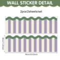 Stickers muraux rayés géométriques bohèmes PVC autocollant décoration maison 2pcs - 90x30cm / Vague Verte Rayures Violet Blanc (UV26Y80977T_R) / 2 Feuilles