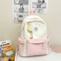 Süßer rosa-weißer Stern-Schulrucksack für süße Schülerinnen und den täglichen Freizeitgebrauch. - Charm-Anhänger / Rosa