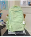 Leichter einfarbiger Stoffrucksack fuer taegliches Pendeln und Outdoor-Reisen in gruen. - Grün (Mit Weißer Plüschkugel)