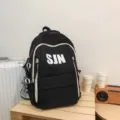 Trendy large capacity black backpack for high school students and daily casual use stylish bag - Backpack / With Charm / Black (with Pendant)