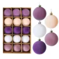 6cm 15 Stk Beflockte Weihnachtskugeln Set Christbaumschmuck Deko fur Weihnachtsbaum - Stil 4 (AY-0111) / 15-Teiliges Set