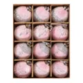 Bolas de Navidad rosas set 12pz 8cm terciopelo purpurina adornos colgantes para árbol - 8cm 12piezas / Rosa