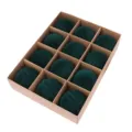 Dunkelgrüne Samt Schmuckkästchen 12er Set, verschiedene Formen runde Muschel Rosen Ring Geschenkschachtel. - 12er Set / Dunkelgrün