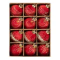 Bolas de Navidad 12 piezas tela roja purpurina adornos colgantes decoracion para arbol - 8cm 12piezas / Rojo