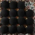 Zwarte fluwelen kerstballen geflokte hangende ballen set voor kerstboom decoratie - 6cm Pak van 15 / Zwarte platte bolkappen