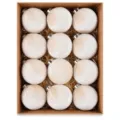 Set apo dodeka lefkes veloudines christougenniakes mpales gia to dentro stolisma - 8cm / Σετ των 12 / Σαμπανί