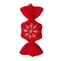 Red velvet candy Christmas tree ornament with white snowflake pattern for holiday home decor. - Red Style 2