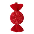 Red velvet candy Christmas tree ornament with beaded spiral pattern for holiday decor. - Red Style 3