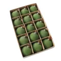 Set de bolas de Navidad flocadas verdes con textura de terciopelo adornos colgantes - 15 Piezas/Paquete (6cm) / Verde Militar