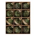 Set de 12 bolas de Navidad de terciopelo verde de 8cm adornos colgantes para arbol - 8cm 12piezas / Verde Militar