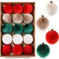 Set de Bolas de Navidad de Terciopelo Flocado Ornamentos Colgantes para Árbol Decoración - 6cm / Estilo 4 / Paquete de 15