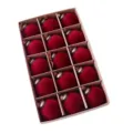 Set de Bolas de Navidad de Terciopelo Rojo, Esferas Flocadas con Tapas Vintage para Árbol - 15 Piezas/Paquete (6cm) / Burdeos