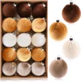 Bolas de Navidad de terciopelo, adornos colgantes flocados para decorar el árbol. - 6cm / Estilo 6 / Paquete de 15