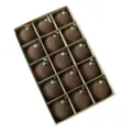 Set de bolas de navidad flocadas marrones, esferas de terciopelo con tapa metálica y lazo de cuero. - 15 Piezas/Paquete (6cm) / Marrón