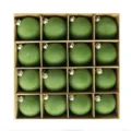 Set de 16 bolas de Navidad flocadas verdes, adornos colgantes de terciopelo para árboles festivos. - Paquete de 16 (6cm) / Verde Militar