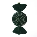Dark green velvet candy Christmas tree ornament with sequin spiral, festive hanging decor - Dark Green Style 3