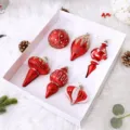 Σετ 6 κόκκινες χριστουγεννιάτικες μπάλες διακόσμηση δέντρου γιορτή σπίτι στολίδια. - Σετ των 6 / Κόκκινο