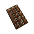 Juego de 15 adornos de bolas de Navidad marrones flocadas con lazos de terciopelo. - 15 Piezas/Paquete (6cm) / Marrón Oscuro