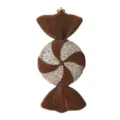 Brown flocked candy Christmas tree ornament, glitter holiday hanging decoration for seasonal display. - Brown Style 1