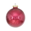 Bola de Navidad roja de PET con purpurina y tapa dorada para decoración de árboles - 15cm / Burdeos