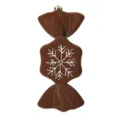 Brown velvet candy Christmas tree ornament with painted white snowflake for holiday decor - Brown Style 2