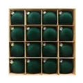 Set de bolas de Navidad floqueadas verde oscuro, 16 piezas adornos de terciopelo variante. - Paquete de 16 (6cm) / Verde Oscuro