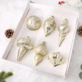 Lot de 6 boules de Noël dorées, suspensions pour sapin avec finitions scintillantes. - Lot de 6 / Champagne
