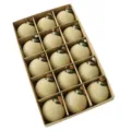 Set de bolas de Navidad floqueadas, adornos de terciopelo con lazo de cuero, champán. - 15 Piezas/Paquete (6cm) / Caqui