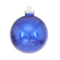 Bola de Navidad azul de PET con purpurina y tapa plateada para decoracion navideña. - 15cm / Azul Zafiro