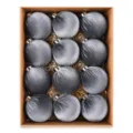 Bolas de Navidad de terciopelo gris set de 12, adornos flocados para colgar en decoración. - 6cm / Juego de 12 / Gris