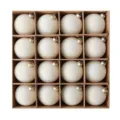 Bolas de Navidad flocadas blancas set de 16 adornos de terciopelo para arbol festivo - Paquete de 16 (6cm) / Blanco Roto