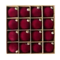 Bolas de Navidad de terciopelo burdeos juego de 16 colgantes flocados para decoracion festiva. - Paquete de 16 (6cm) / Burdeos