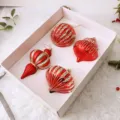Ensemble de 4 décorations de sapin de noël rouges pendentifs à suspendre pour fête maison. - Lot de 4 / Rouge