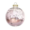 Bola de Navidad transparente de PET con purpurina rosa y tapa dorada variante nueva - 15cm / Pieza Suelta Rosa