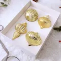 Ensemble de suspensions de Noël dorées, boules festives pour décoration de sapin et fête. - Lot de 4 / Or