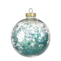 Bola de Navidad transparente de PET con purpurina turquesa y tapa dorada para decoracion. - 15cm / Pieza Suelta Azul Pavo Real