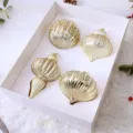 Ensemble de boules de Noël dorées, 4 pcs décorations suspendues pour sapin en coffret cadeau. - Lot de 4 / Champagne