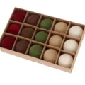 Set de bolas de Navidad floca, adornos de terciopelo de colores surtidos para árbol - 15 Piezas/Paquete (8cm) / Colores Mixtos (Rojo Vino+Caqui+Verde Militar+Marrón+Blanco Roto)