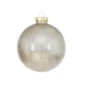 Bola de Navidad plateada con purpurina y capucha dorada para decoración de árbol. - 15cm / Champaña