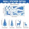 Christmas window wall sticker blue watercolor elk snowflake tree static PVC holiday decor 52pcs - 60X30CM / Blue