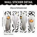 Halloween Fensteraufkleber, abnehmbare Geist und Fledermaus Wandtattoos, 48 Stk., 90x30cm. - 90x30cm (4 Blätter/Packung) / Gruseliges Geist-Fledermaus-Set (UV26Y80880S_R) / Statischer Aufkleber