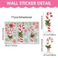 Christmas candy cane wall stickers 77pcs 3 sheets window decals festive holiday decor - 3 Pieces/Pack / 60x30cm / Colorful
