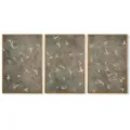 Modern 3-piece framed canvas wall art set with abstract flying birds, perfect living room decor. - KH22 Triptych Set / 30x40cm