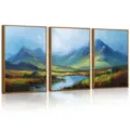 3 piece canvas wall art landscape oil painting framed modern home decor for living room - 30x40cm / Landscape Scenery (KH15)