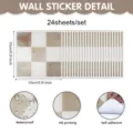 Wall sticker detail showing 24 sheets waterproof brown and white checkerboard pattern. - Standard Flat Self-Adhesive Style / 15x15cm * 24 Sheets (Regular)