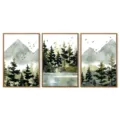 Tableau mural moderne en toile 3 pièces avec cadre en bois, peinture paysage aquarelle salon. - 20x30cm / Noyau de Toile Uniquement