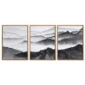 Modern minimalist 3-piece black and white landscape framed wall art for home decor. - 20x30 / Canvas Core Only