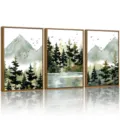 Art mural sur toile de paysage moderne ensemble de 3 pièces avec cadre en bois variante - 20x30cm / Cœur de Toile + Cadre PS